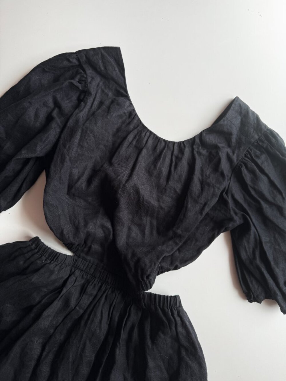 ALLSAINTS Colette Black 100% Linen Cut Out Fit & Flare Mini Dress, Size 10 - Picture 7 of 13